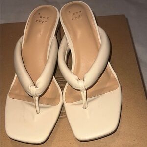 a new day Cream Padded Thong Sandals with Square Toe